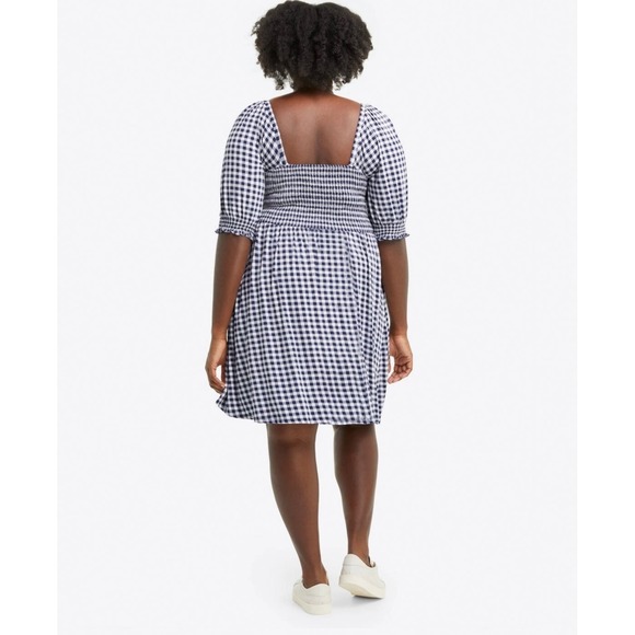 Draper James Gingham Dress Smocked Mini Square Neck Short Sleeve Casual Size 2X - Picture 2 of 13